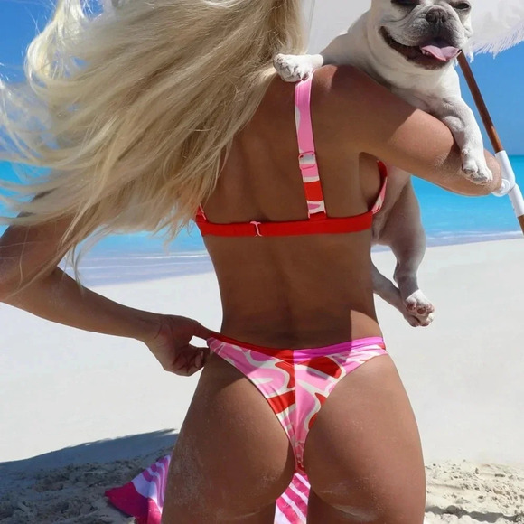 NWT OneOne Swimwear Cupid Crush Pink Camo Bikini SET Limited Edition Valentines - Picture 5 of 5